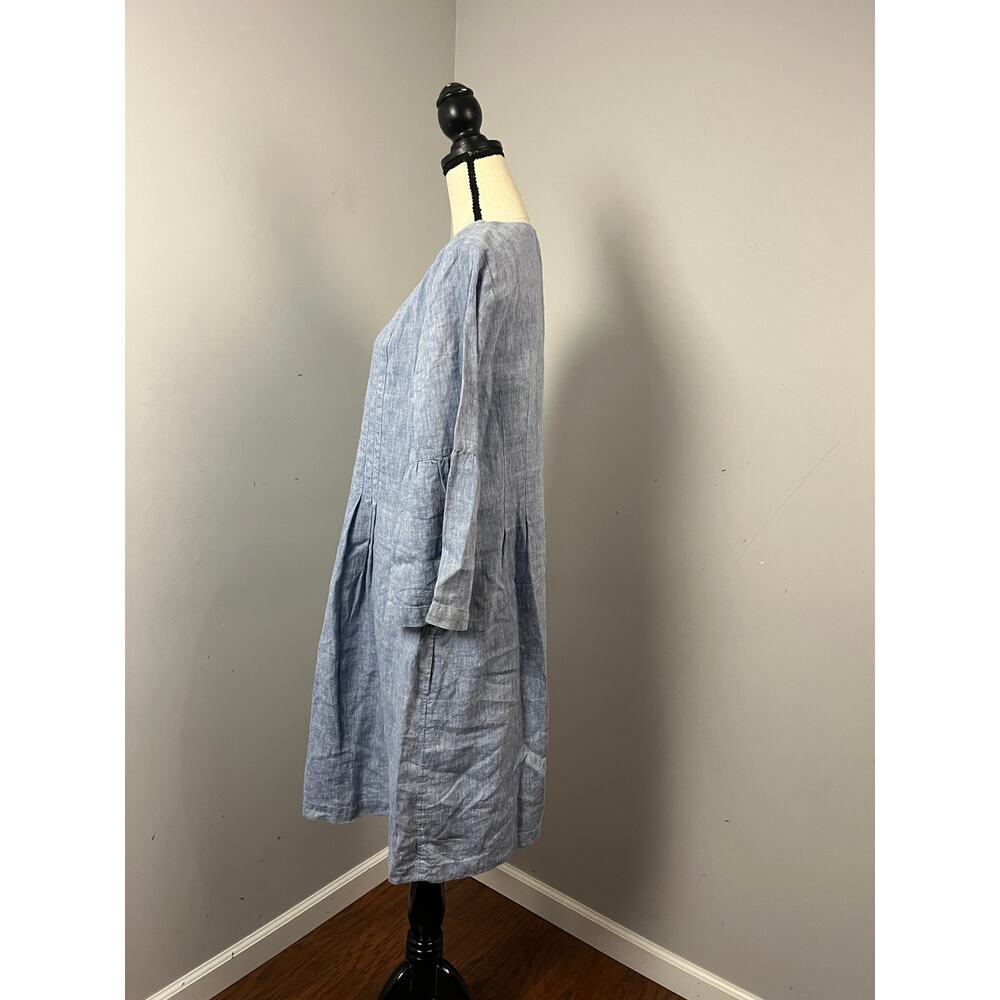 J. Jill Love Linen Blue Sheath Tunic Dress 3/4 Bell Sleeve Women's Large - Picture 3 of 6